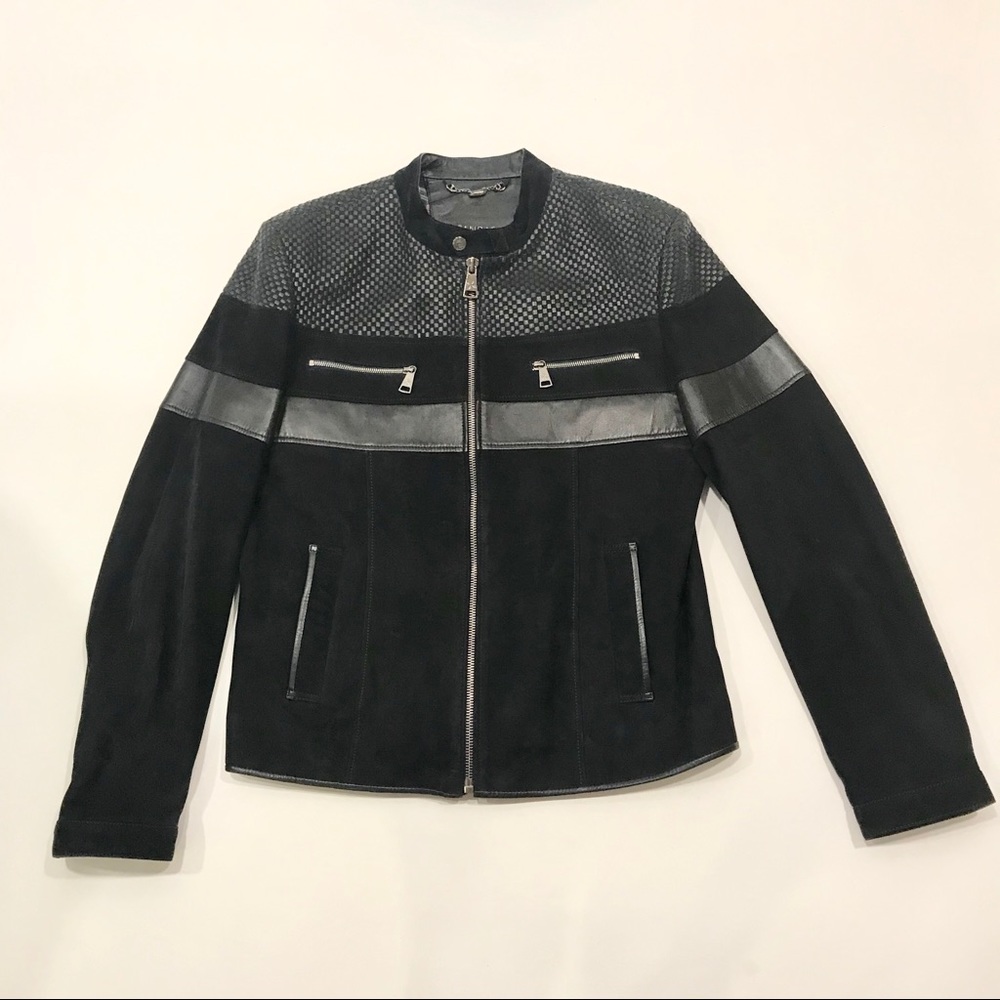 Combo Leather Suede Bomber Jacket